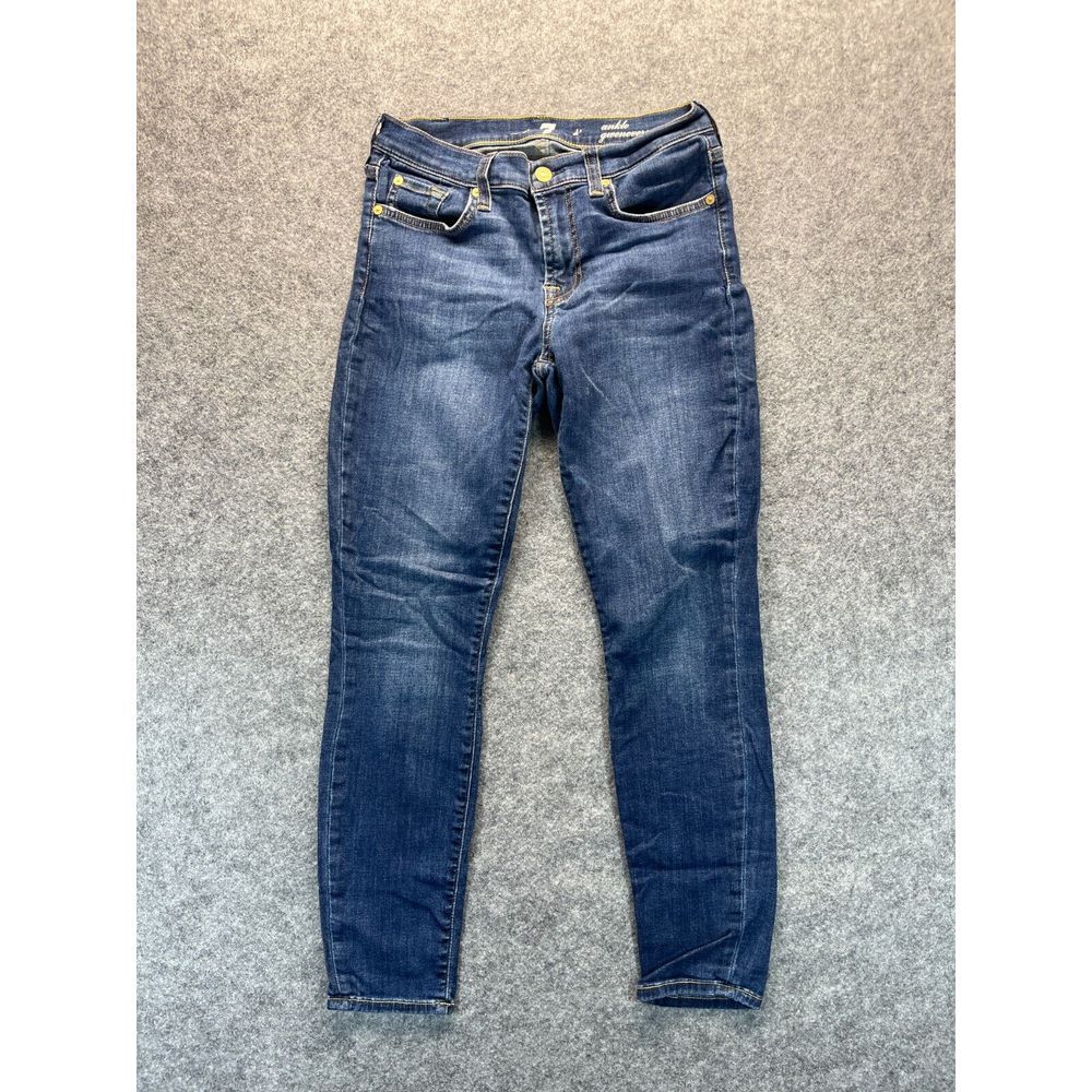 7 For All Mankind Jeans Women's 27 Ankle Gwenevere Skinny Dark Blue Stretch‎